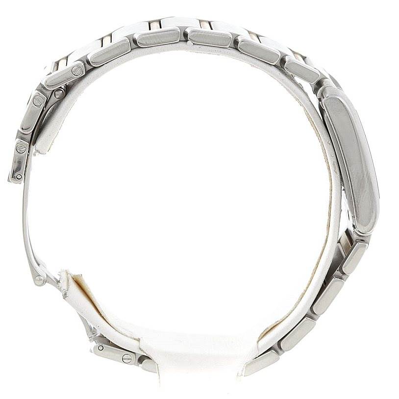 The image shows a side profile of a Cartier Tank Francaise W51012Q4 Women's Steel and Gold (two tone) Silver Dial W51012Q4 Women's Steel and Gold (two tone) Silver Dial watch, highlighting the bracelet and case.