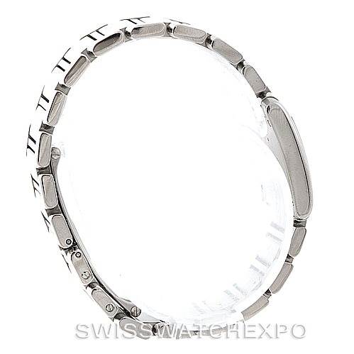 This image shows a side view of the bracelet and clasp of a Cartier Tank Française watch.