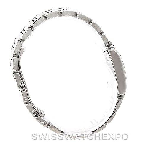 This image shows a side view of the bracelet and case of a Cartier Tank Française watch.