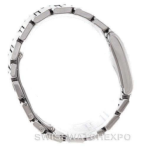 This image shows a side profile of a Cartier Tank Francaise W51011Q3 Women's Stainless Steel Silver Dial W51011Q3 Women's Stainless Steel Silver Dial watch, highlighting the bracelet links and side of the case.