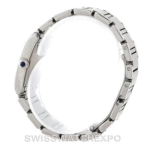 The image shows a side view of the Cartier Tank Francaise W51011Q3 Women's Stainless Steel Silver Dial W51011Q3 Women's Stainless Steel Silver Dial watch, highlighting the bracelet and case crown.