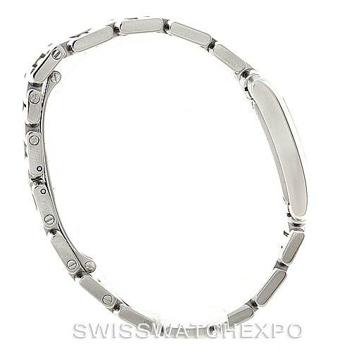 The image shows a side profile of the Cartier Tank Francaise W51012Q4 Women's Steel and Gold (two tone) Silver Dial W51012Q4 Women's Steel and Gold (two tone) Silver Dial watch, highlighting its bracelet and case thickness.