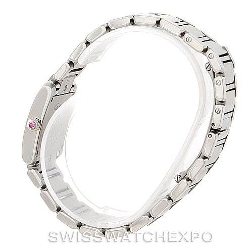 This image shows a side profile of the Cartier Tank Francaise W51031Q3 Women's Stainless Steel Silver Dial W51031Q3 Women's Stainless Steel Silver Dial, focusing on the bracelet and part of the case.