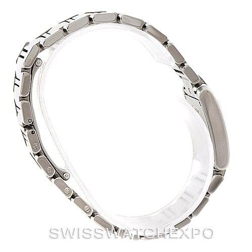 The image shows the side view of the bracelet and clasp of a Cartier Tank Francaise W51031Q3 Women's Stainless Steel Silver Dial W51031Q3 Women's Stainless Steel Silver Dial watch.