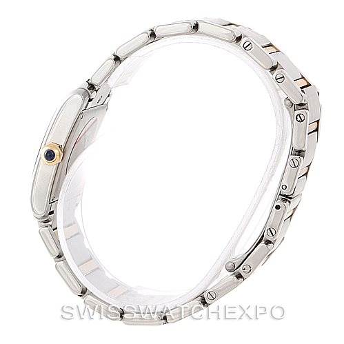 The image shows a side view of the Tank Francaise model by Cartier, focusing on its bracelet and side case.