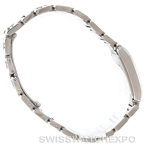 This image shows a side view of the Cartier Tank Francaise W51011Q3 Women's Stainless Steel Silver Dial W51011Q3 Women's Stainless Steel Silver Dial bracelet with the clasp and links visible.