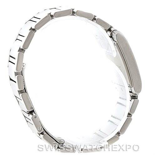 The image shows a side view of the Cartier Tank Francaise W51011Q3 Women's Stainless Steel Silver Dial W51011Q3 Women's Stainless Steel Silver Dial watch, highlighting the bracelet and case.