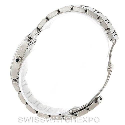 This Cartier Tank Francaise W51008Q3 Women's Stainless Steel Silver Dial W51008Q3 Women's Stainless Steel Silver Dial watch is shown from a side angle, highlighting the profile of the case and bracelet.