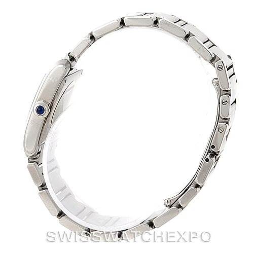 This image shows a side profile view of the Tank Francaise watch by Cartier, focusing on the bracelet and the watch's side.