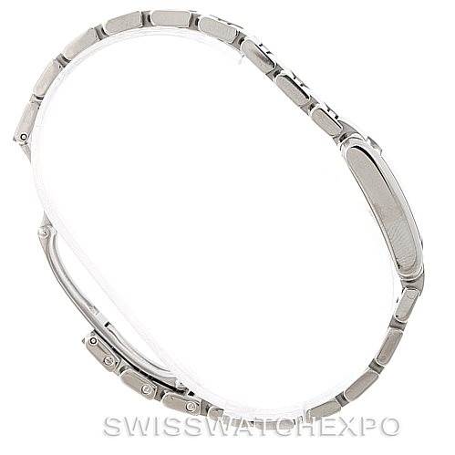 The image shows a side view of the Cartier Tank Francaise W51008Q3 Women's Stainless Steel Silver Dial W51008Q3 Women's Stainless Steel Silver Dial watch, highlighting its metal bracelet and side profile.