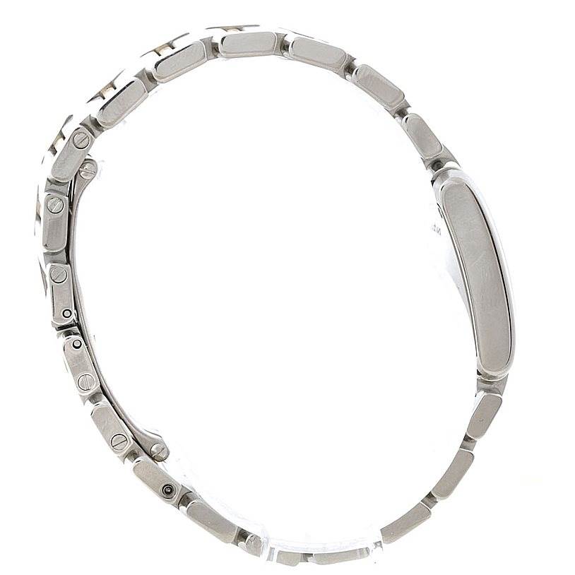 The image shows a Cartier Tank Francaise W51007Q4 Women's Steel and Gold (two tone) Silver Dial W51007Q4 Women's Steel and Gold (two tone) Silver Dial watch from a side angle, highlighting the bracelet links and side profile of the case.