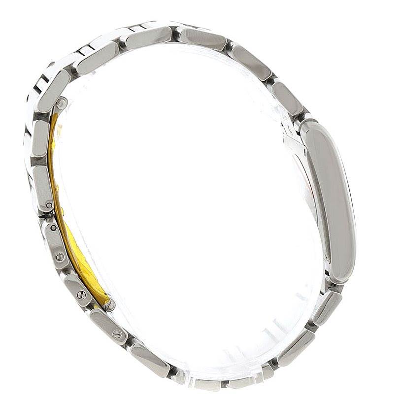 This is a side view of the Cartier Tank Francaise W51011Q3 Women's Stainless Steel Silver Dial W51011Q3 Women's Stainless Steel Silver Dial watch, showing the band and part of the case.