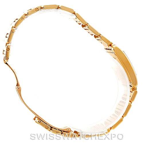 This image shows a side view of the gold bracelet of a Cartier Tank Francaise W50002N2 Women's Yellow Gold Silver Dial W50002N2 Women's Yellow Gold Silver Dial watch.