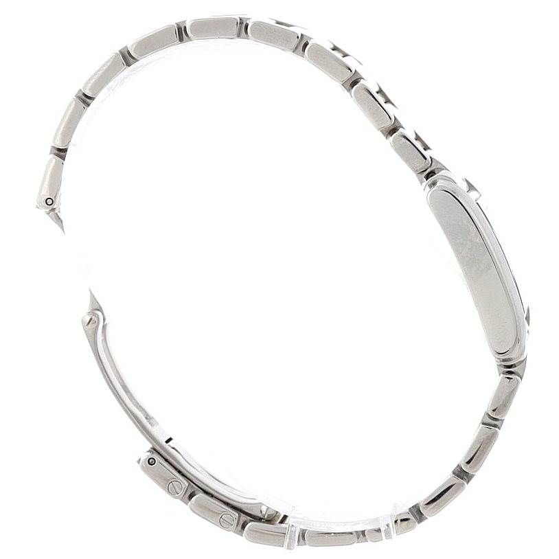 This image shows the side view of the Tank Francaise model watch by Cartier, highlighting the bracelet and case side.