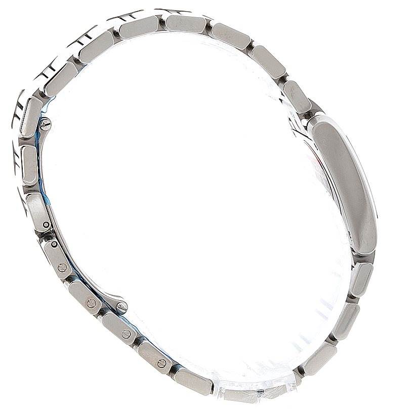 The image shows a side view of the Cartier Tank Francaise W51031Q3 Women's Stainless Steel Silver Dial W51031Q3 Women's Stainless Steel Silver Dial watch, focusing on its bracelet and case.