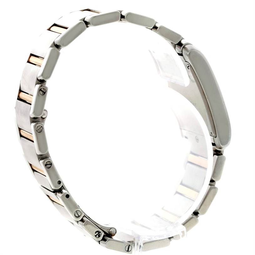 The image shows a side view of the bracelet and side profile of the case of the Cartier Tank Francaise W51012Q4 Women's Steel and Gold (two tone) Silver Dial W51012Q4 Women's Steel and Gold (two tone) Silver Dial watch.