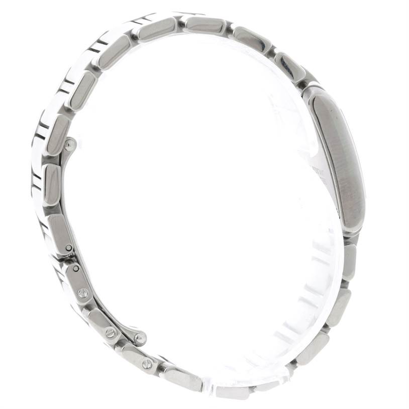 The Cartier Tank Francaise W51008Q3 Women's Stainless Steel Silver Dial W51008Q3 Women's Stainless Steel Silver Dial watch is shown from a side angle, highlighting the bracelet and side profile.