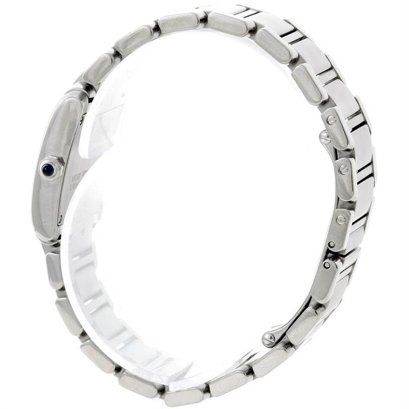 The image shows a side view of the Cartier Tank Francaise W51008Q3 Women's Stainless Steel Silver Dial W51008Q3 Women's Stainless Steel Silver Dial watch, focusing on the bracelet and case.