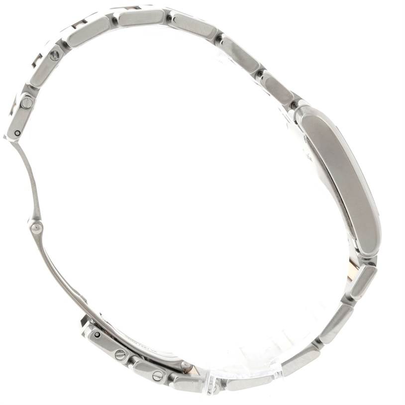 The image shows the side view of the Tank Francaise watch by Cartier, focusing on the bracelet and profile.