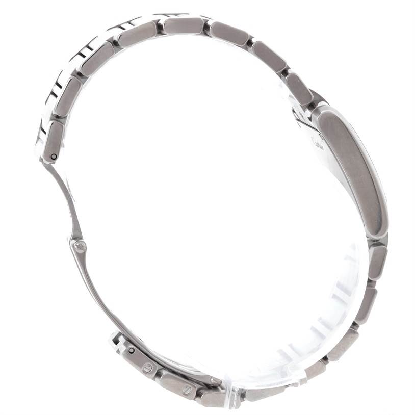 The image shows a side view of the bracelet and clasp mechanism of a Cartier Tank Francaise W51031Q3 Women's Stainless Steel Silver Dial W51031Q3 Women's Stainless Steel Silver Dial watch.