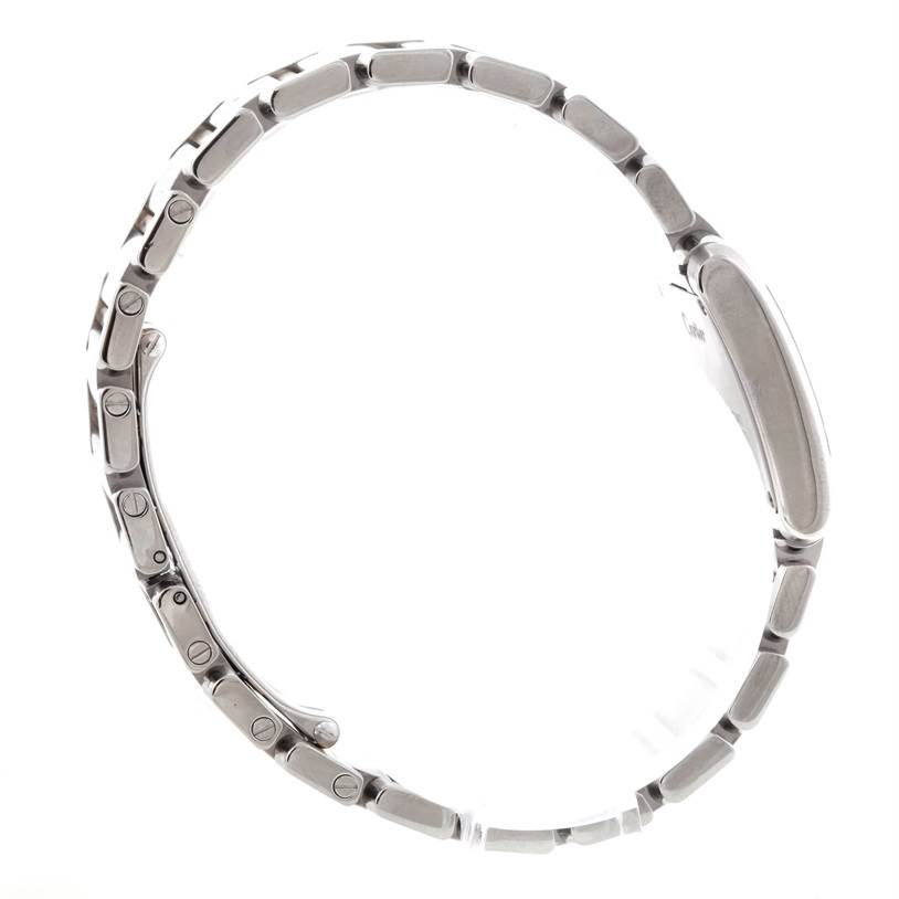 The image shows a side view of the Cartier Tank Francaise W51007Q4 Women's Steel and Gold (two tone) Silver Dial W51007Q4 Women's Steel and Gold (two tone) Silver Dial watch, featuring its bracelet and case.