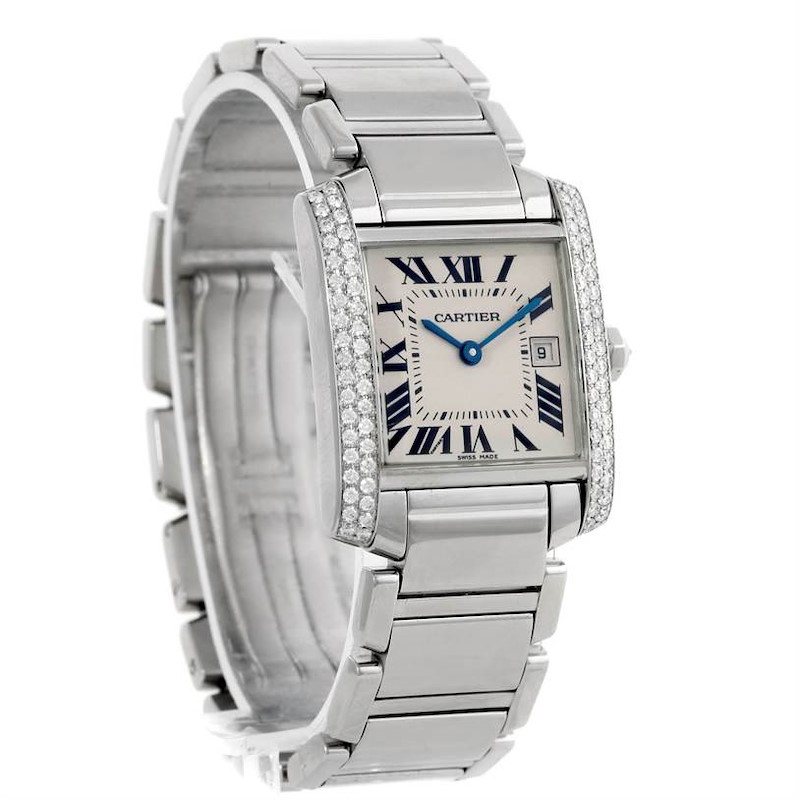 Cartier Tank Francaise Midsize Stainless Steel Diamond Watch W51011Q3 SwissWatchExpo
