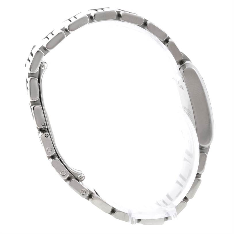 This image shows a side view of the bracelet and case of the Cartier Tank Francaise W51008Q3 Women's Stainless Steel Silver Dial W51008Q3 Women's Stainless Steel Silver Dial watch.