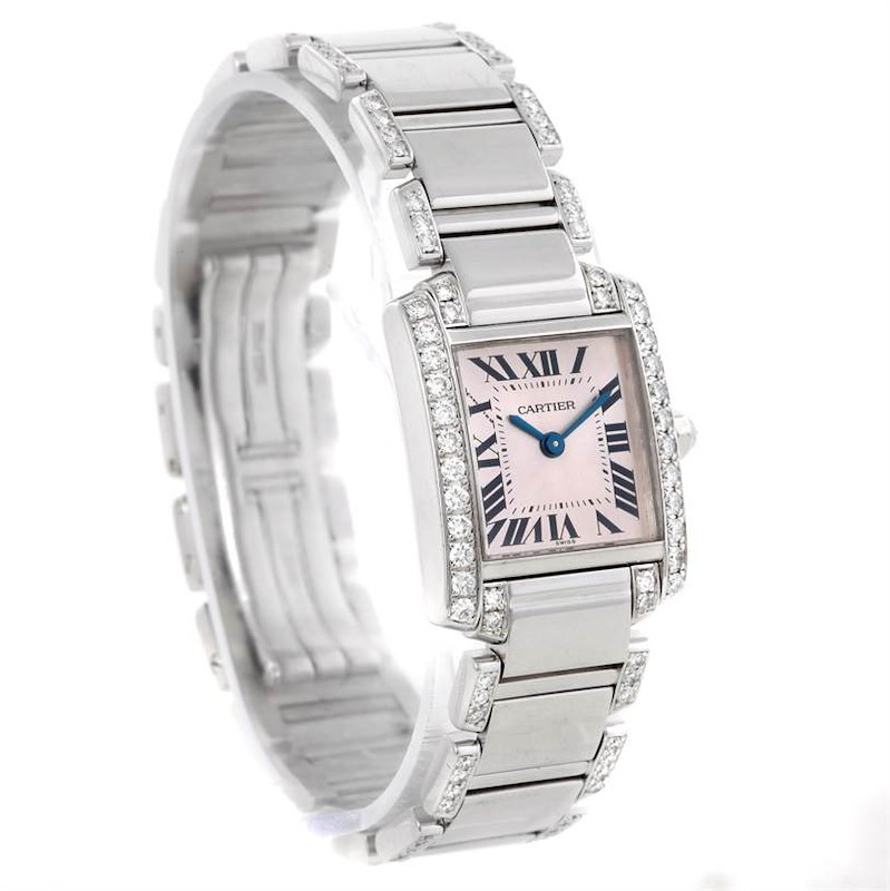 Cartier Tank Francaise Small 18k White Gold Diamond Watch WE1002SF SwissWatchExpo