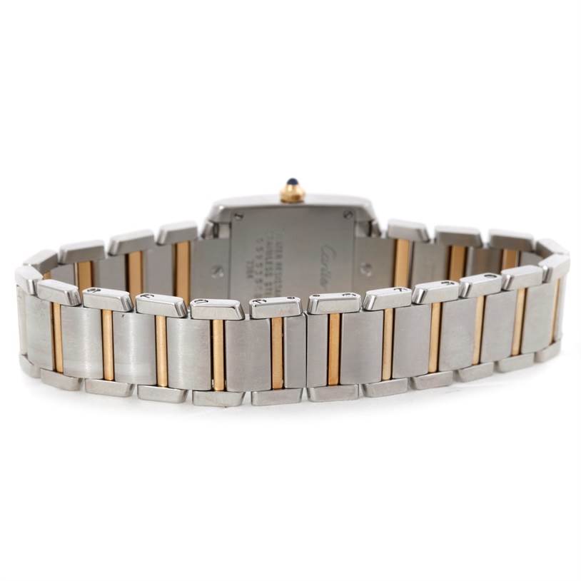 This image shows the back and band of the Cartier Tank Française watch.