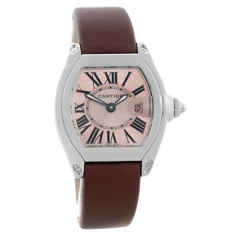 Cartier Roadster Ladies Pink Dial Watch W62017V3 Box Papers Strap ...
