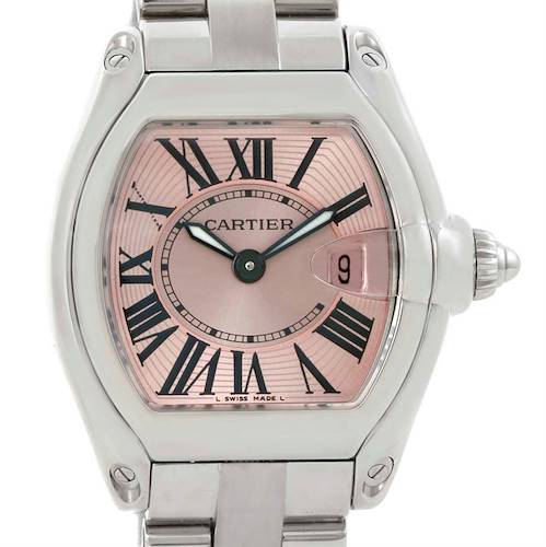 Photo of Cartier Roadster Ladies Pink Dial Watch W62017V3 Box Papers Strap