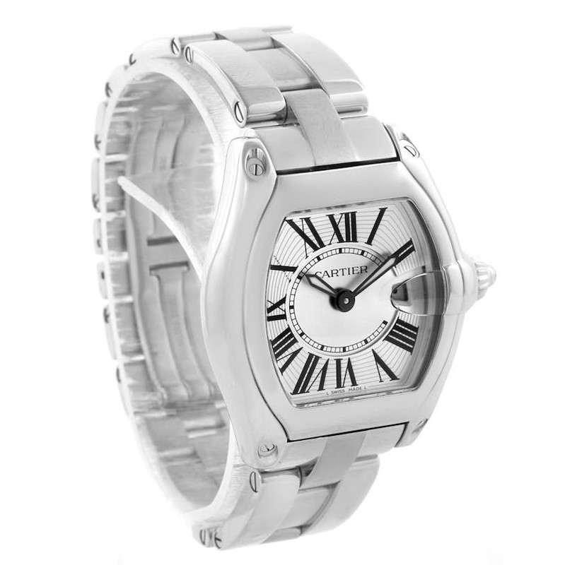 Cartier Roadster Silver Dial Ladies Small Steel Watch W62016V3 SwissWatchExpo