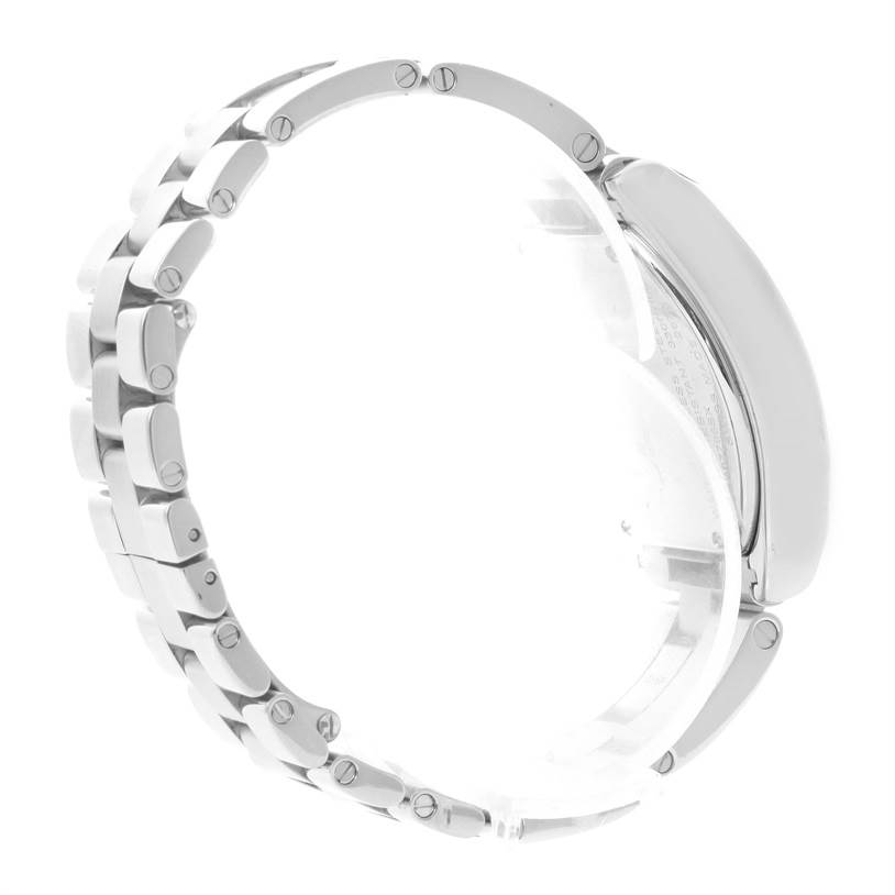 The image shows the side view of the bracelet and case back of a Cartier Roadster W62016V3 Women's Stainless Steel Silver Dial W62016V3 Women's Stainless Steel Silver Dial watch.