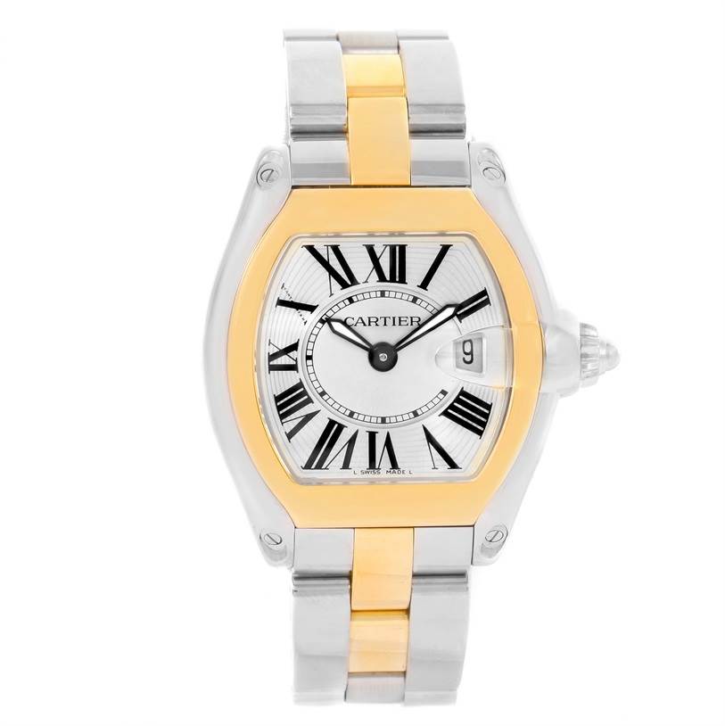 Cartier Roadster Ladies Steel Yellow Gold Silver Dial Watch W62026Y4 ...