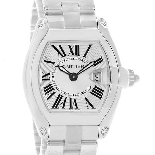 Photo of Cartier Roadster Silver Dial Black Strap Ladies Steel Watch W62016V3