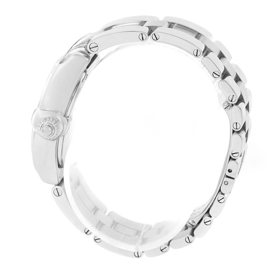 The image shows the side view of the bracelet and clasp of a Cartier Roadster W62016V3 Women's Stainless Steel Silver Dial W62016V3 Women's Stainless Steel Silver Dial watch.