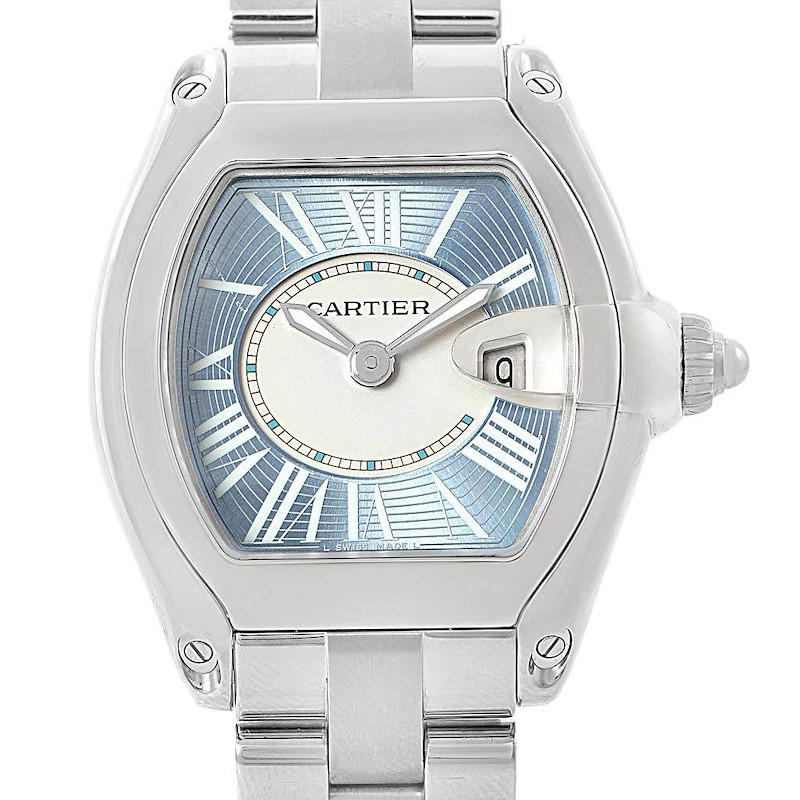 Cartier Roadster Blue Dial Steel Ladies Watch W62053V3 SwissWatchExpo