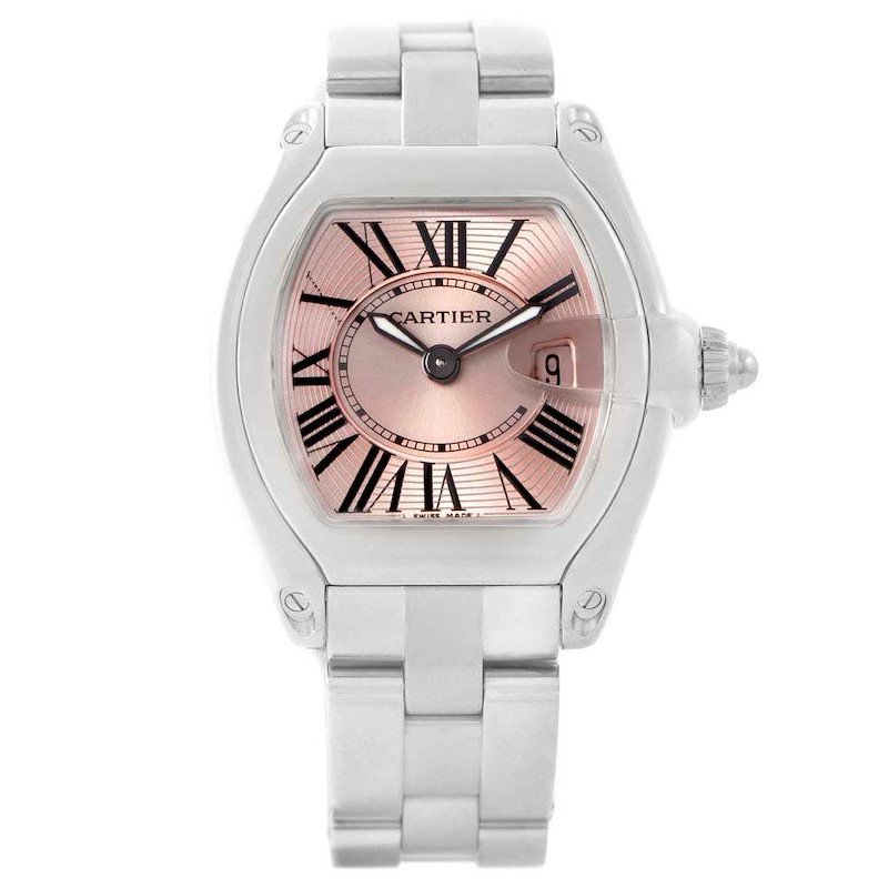 Cartier Roadster Pink Dial Ladies Small Women Watch W62017V3 