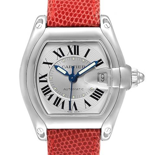 Photo of Cartier Roadster Mens Steel Red Strap Large Watch W62000V3