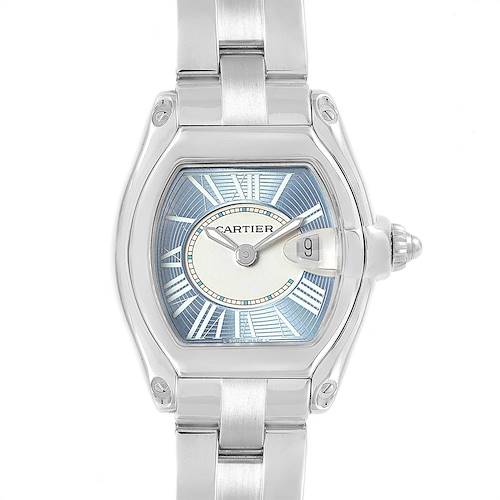 Photo of Cartier Roadster Blue and White Dial Steel Ladies Watch W62053V3