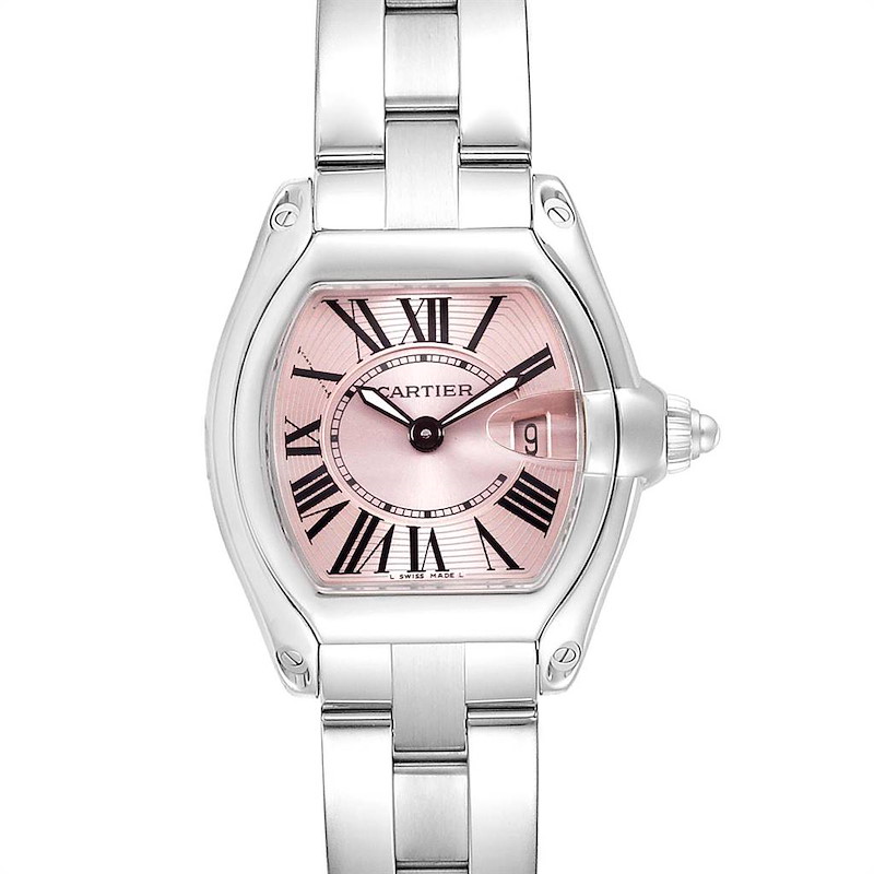 Cartier Roadster Pink Dial Stainless Steel Ladies Watch W62017V3 ...