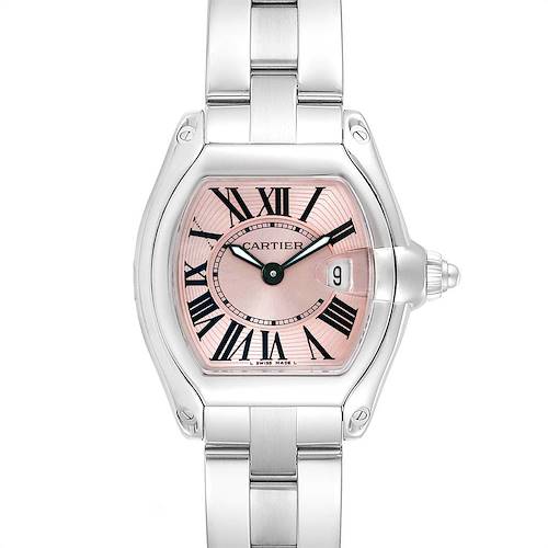 Photo of Cartier Roadster Pink Dial Small Model Steel Ladies Watch W62017V3