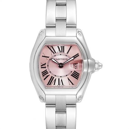 Photo of Cartier Roadster Pink Dial Small Model Steel Ladies Watch W62017V3