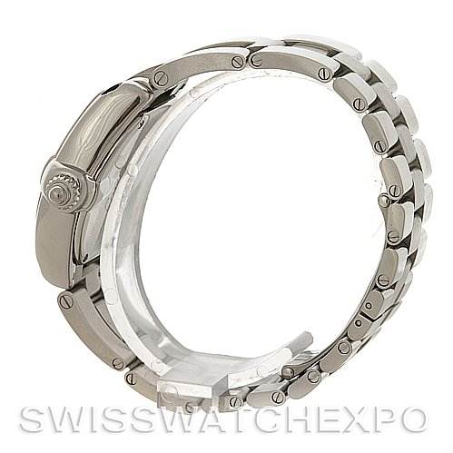 The image shows a side view of the bracelet and case of the Cartier Roadster W62017V3 Women's Stainless Steel Pink Dial W62017V3 Women's Stainless Steel Pink Dial watch, highlighting the crown and clasp.