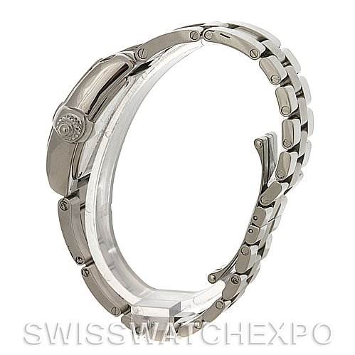 The image shows the right side view of the Cartier Roadster W62017V3 Women
s Stainless Steel Pink Dial W62017V3 Women
s Stainless Steel Pink Dial watch, highlighting the bracelet and crown.