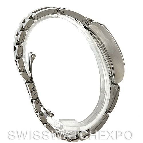 The image shows a side profile of the Cartier Roadster W62017V3 Women
s Stainless Steel Pink Dial W62017V3 Women
s Stainless Steel Pink Dial model watch, highlighting the bracelet and the side of the case.