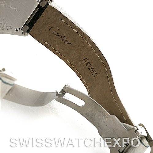 The image shows the clasp and inside of the leather strap for the Cartier Roadster W62053V3 Women's Stainless Steel Blue Dial W62053V3 Women's Stainless Steel Blue Dial watch.