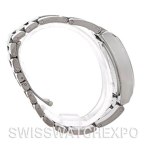 The image shows a side view of the Cartier Roadster W62016V3 Women
s Stainless Steel Silver Dial W62016V3 Women
s Stainless Steel Silver Dial watch with focus on the bracelet and case.