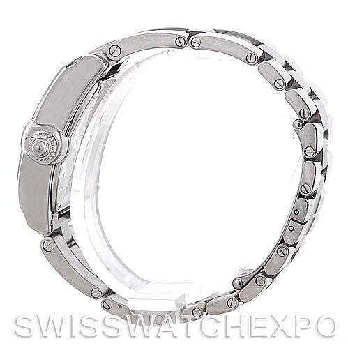 The image shows a side view of the Cartier Roadster W62017V3 Women's Stainless Steel Pink Dial W62017V3 Women's Stainless Steel Pink Dial watch, highlighting the bracelet and the crown.