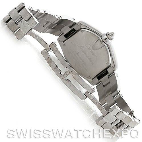 This image shows the back and part of the bracelet of the Cartier Roadster W62017V3 Women's Stainless Steel Pink Dial W62017V3 Women's Stainless Steel Pink Dial watch.